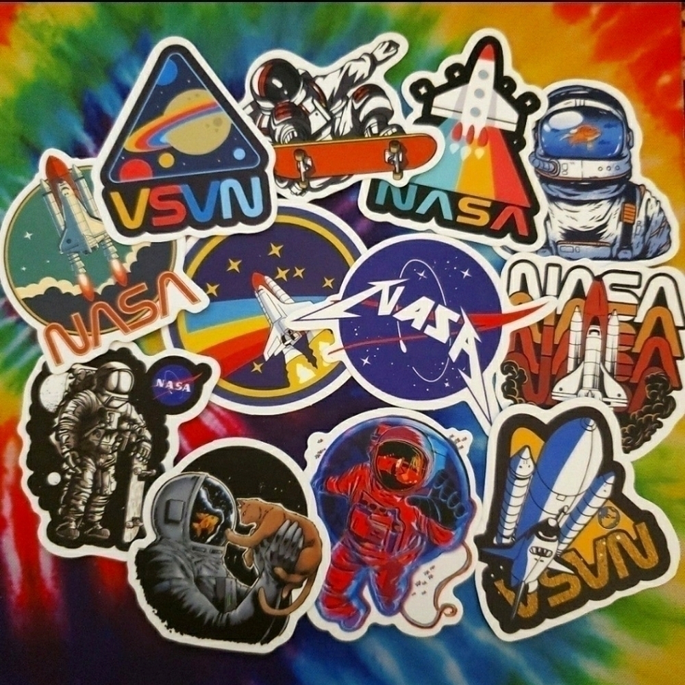 SET of 12 NASA Space Astronaut Stickers Decals